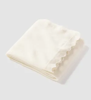 The Luxe Scalloped Hem Cashmere Throw Blanket