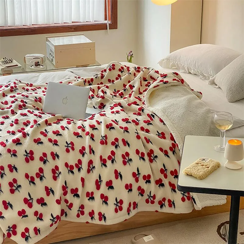 Thickened Flower Pattern Fleece Blanket