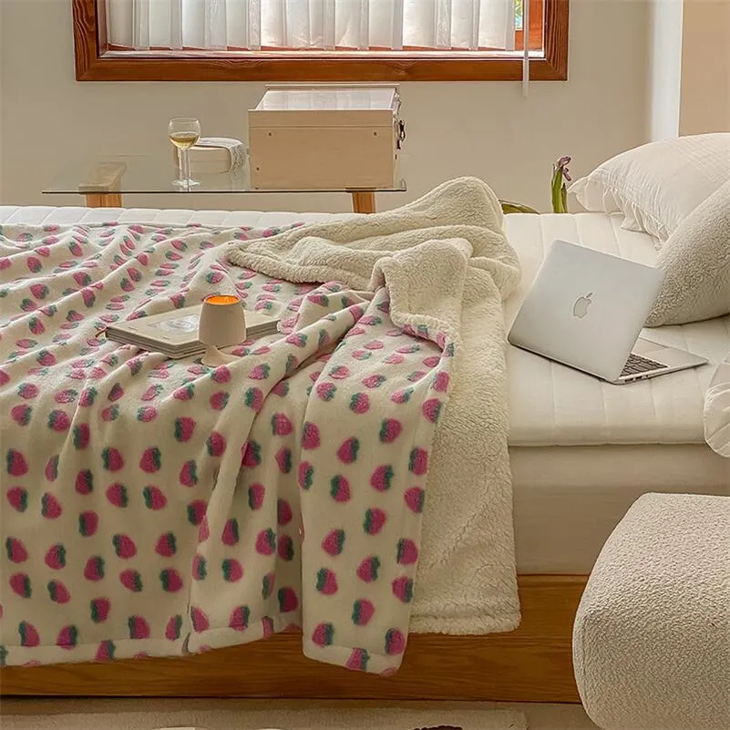 Thickened Flower Pattern Fleece Blanket