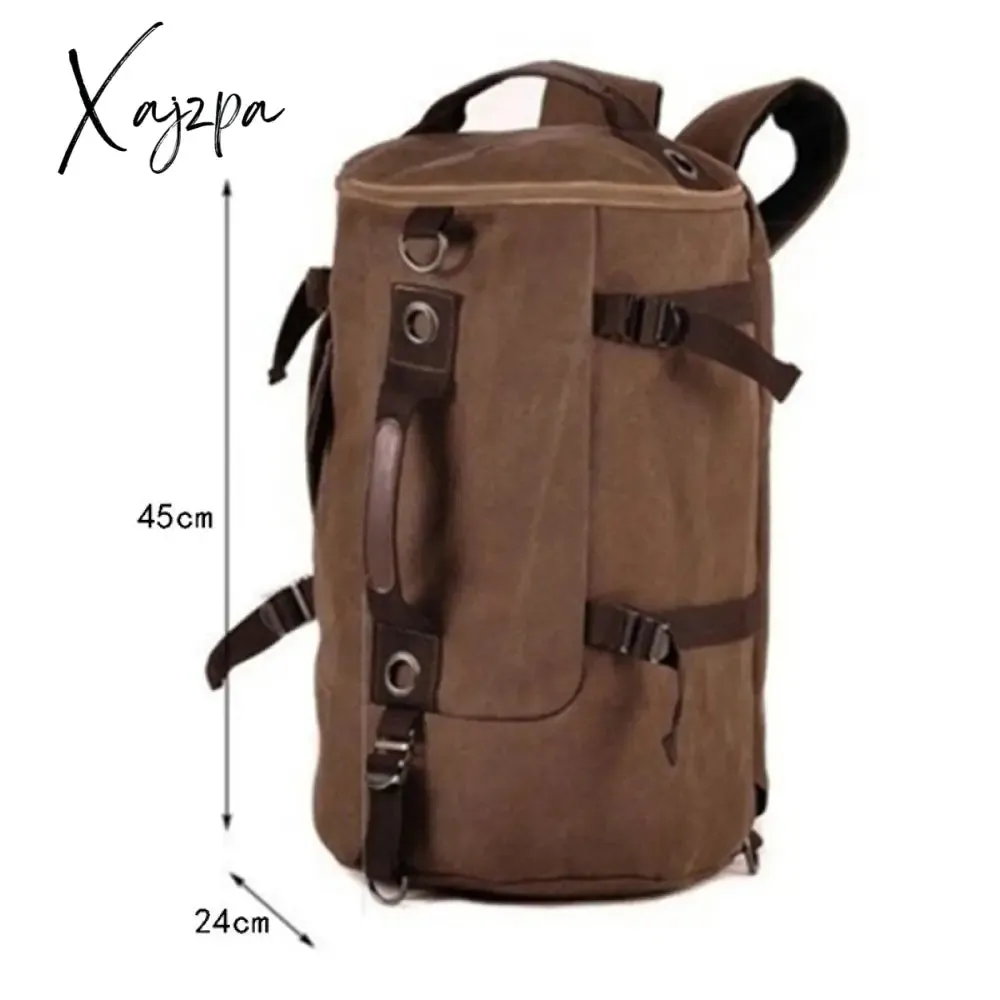 Xajzpa - New Luxury Vintage Canvas Backpacks for Men Oil Wax Canvas Leather Travel Backpack Large Waterproof Daypacks Retro Bagpack