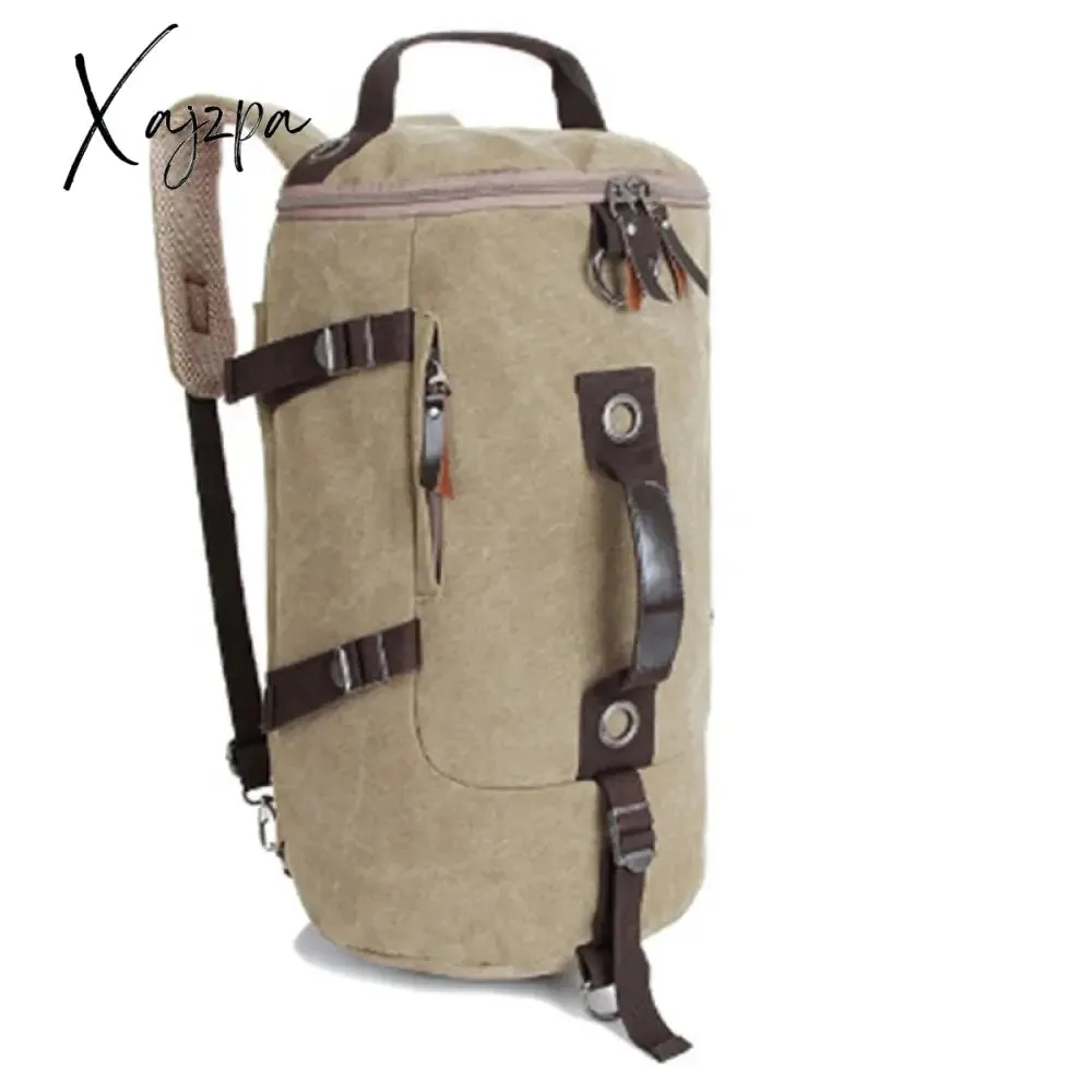 Xajzpa - New Luxury Vintage Canvas Backpacks for Men Oil Wax Canvas Leather Travel Backpack Large Waterproof Daypacks Retro Bagpack