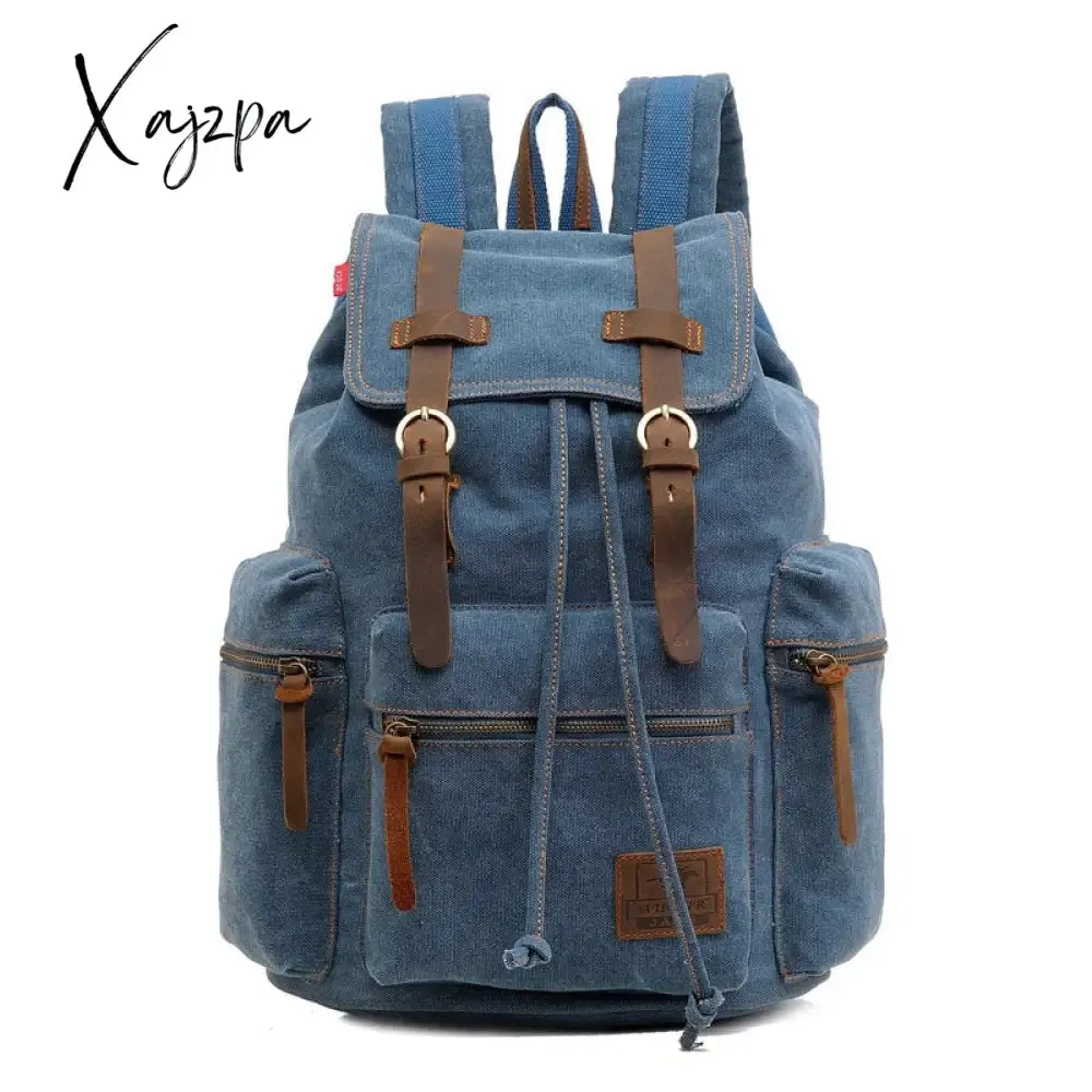 Xajzpa - New Luxury Vintage Canvas Backpacks for Men Oil Wax Canvas Leather Travel Backpack Large Waterproof Daypacks Retro Bagpack